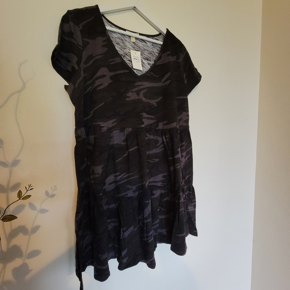 Black Camo Tiered Babydoll Dress